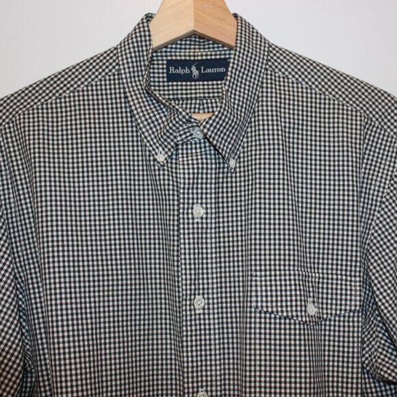 Ralph Lauren Black & White Check Front Pocket Button Down Shirts Men’s Size L - Picture 5 of 11